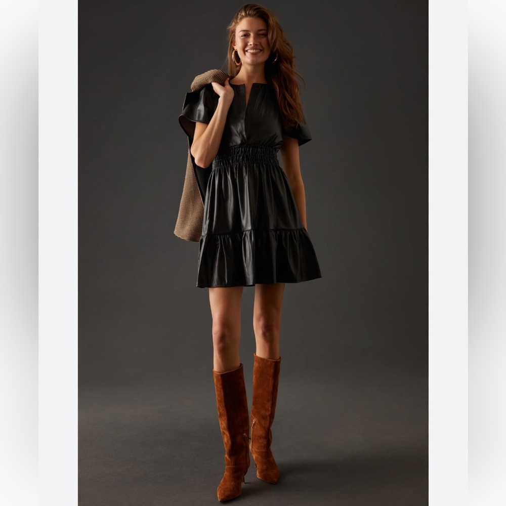 Anthropologie Somerset Faux Leather Dress
